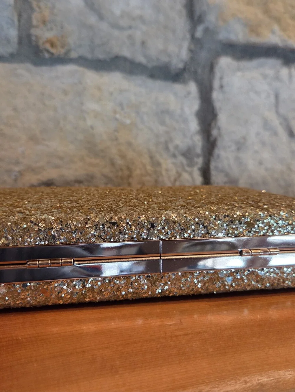 Gold Glitter LOVE Evening Clutch Bag Sparkly Bridal Purse Wedding Prom Handbag